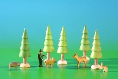 Miniaturdekoration Jagt mit Wald Höhe 2,6cm NEU Haus Baum Figur Kirche Erzgebirge