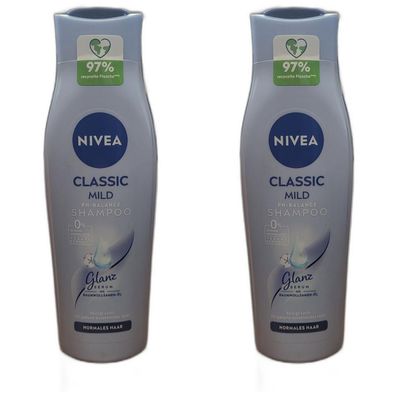 20,26EUR/1l 2 x Nivea Shampoo Classic Mild Haarshampoo Pflegeshampoo 250ml