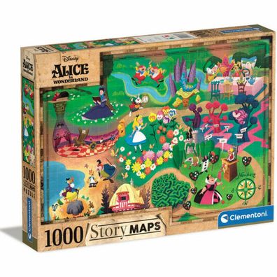 Clementoni 39667 - 1000 Teile Puzzle - Alice im Wunderland - Disney Maps