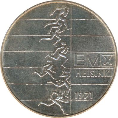 Finnland 10 Markkaa 1971 Leichtathletik-EM in Helsinki Silber*