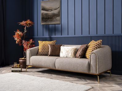 Sofa 3 Sitzer Dreisitzer Luxus Wohnzimmer Stil Modern grau Metall Couchen