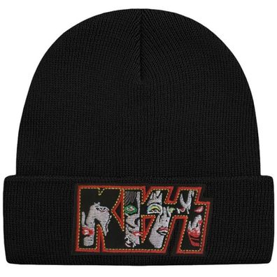 Kiss Schwarze Beanie Mütze - Hard Rock Heavy Metal Cuff Beanies Mützen Caps Hats Hüte
