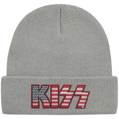 Kiss Graue USA Mütze - Hard Rock Heavy Metal Cuff Beanies Mützen Caps Hats Hüte