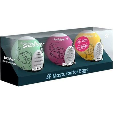 Satisfyer Men Masturbator Egg Riffle/ Bubble/ Fierce 3er Set
