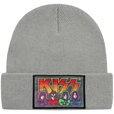 Kiss Graue Kiss Faces Mütze - Hard Rock Heavy Metal Beanies Mützen Caps Hats Hüte