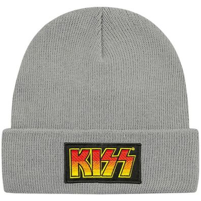 Kiss Graue Patch Mütze - Hard Rock Heavy Metal Beanies Mützen Caps Hats Hüte