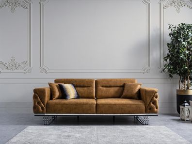 Sofa 3 Sitzer Wohnzimmer Design Möbel Stil Modern Neu braun Luxus