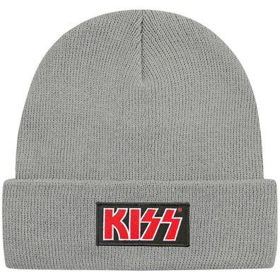 Kiss Graue Patch Logo Mütze - Hard Rock Heavy Metal Beanies Mützen Kappen Hats Hüte