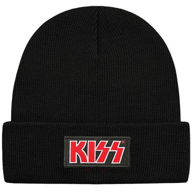 Kiss Schwarze Patch Logo Mütze - Hard Rock Heavy Metal Beanies Mützen Kappen Hat Hüte