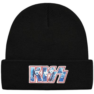 KISS Schwarze Faces Logo Mütze - Hard Rock Heavy Beanies Mützen Kappen Hüte