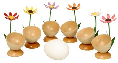 Tischdekoration 6 Eierbecher mit Blumen BxHxT 4,5x2,5x4,5cm NEU Frühstückstisch