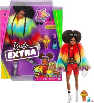 Mattel - Barbie Extra Doll in Rainbow Coat with Pet Poodle / from Assort...