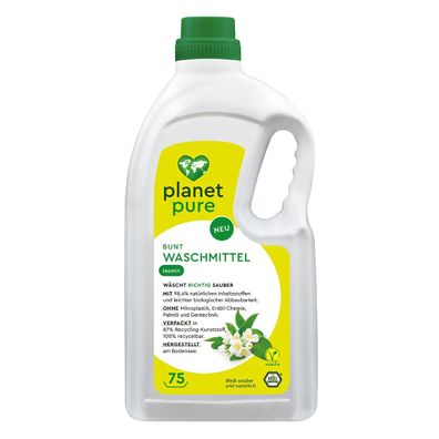 PLANET PURE Bunt Flüssig Waschmittel Jasmin 75 WL 98,4% natürlichen Inhaltsstoffe