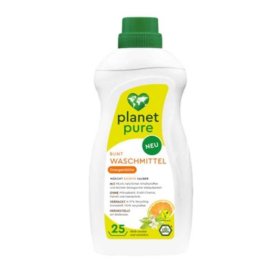 PLANET PURE Bunt Flüssig Waschmittel Orangenblüte 25 WL 98,4% natürl. Inhaltsstoffe