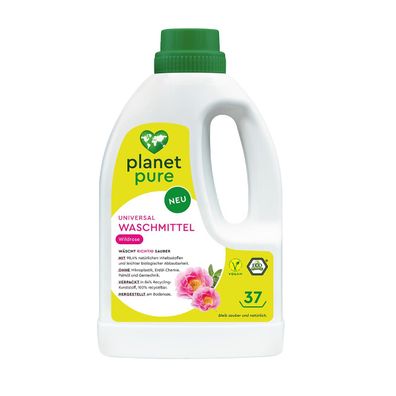 PLANET PURE Universal Waschmittel 37 WL, Wildrosen, 98,4% natürliche Inhaltsstoffe