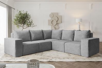 Ecksofa Designersofa Estelle in Stoff Abriamo Grau Seite Universal