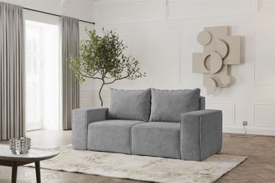 Sofa Designersofa Estelle 2-Sitzer in Stoff Abriamo Grau