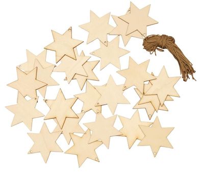 Holzanhänger Sterne, 24 Stück