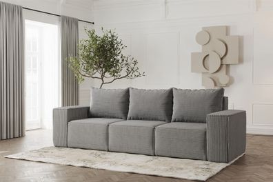 Sofa Designersofa Estelle 3-Sitzer in Stoff Poso Grau