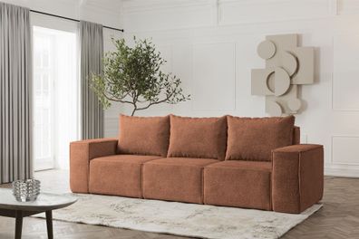 Sofa Designersofa Estelle 3-Sitzer in Stoff Abriamo Rostbraun