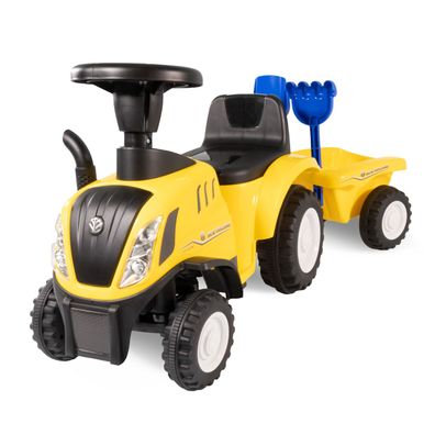 Rutschauto Traktor New Holland mit Anhänger, Kinderauto ab 1 Jahr gelb