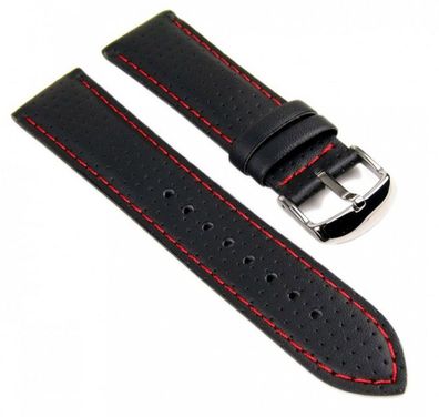Casio Uhrenarmband Leder schwarz/ rot 22mm EF-321L EF-321
