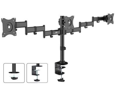 Dreifach Monitor Halterung Tischhalterung 360° für Homeoffice 13-27 Zoll 8kg