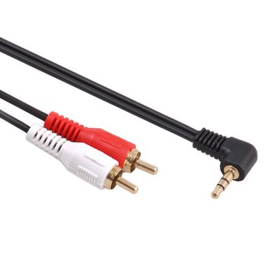Audio Kabel Klinken Stecker 3,5 mm 90° gewinkelt zu 2xRCA Cinch Kabel AUX 1-15m