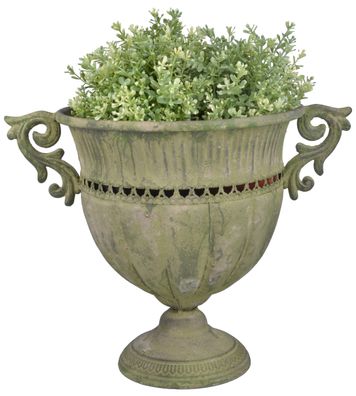 degawo Aged Metall Grün Vase rund L Höhe 31,2cm Pokal Kübel Amphore antik