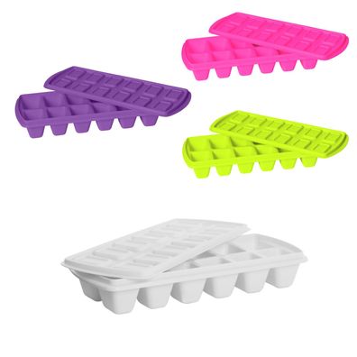 Eiswürfelform mit Abdeckung 12 Würfel Plast Team in 4 Farben