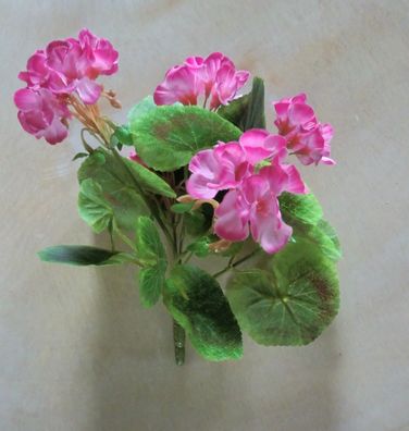 Geranienbusch künstlich, nieder, UV-beständig, Pink, Höhe 24 cm, Balkonpflanze