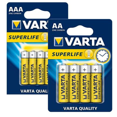 4x AA AAA Batterien | VARTA Superlife | Mignon Micro LR6 LR03 | 4er Pack Blister