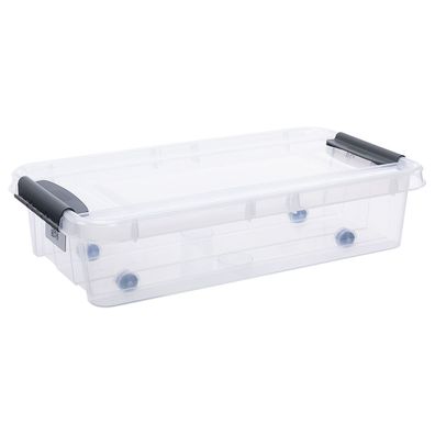 Aufbewahrungsbox mit Deckel und QR-Code Stapelbar Transparent 31L Unterbettbox