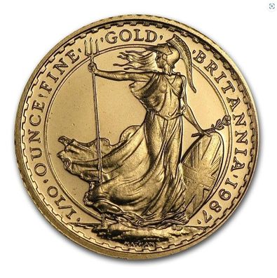 Goldmünze Britannia 1987 1/10 oz Queen 916,66 Gold Royal Mint 10 Pound