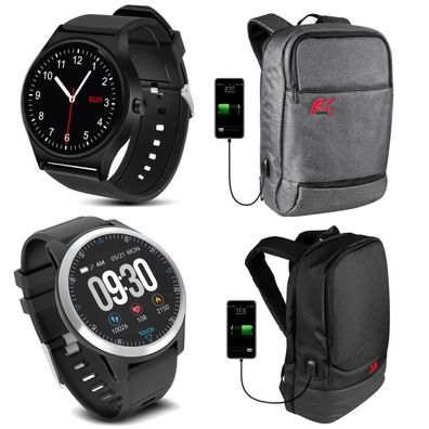 Laptop Schule Reise Rucksack mit Smartband Fitness Tracker Pulsuhr Armbanduhr