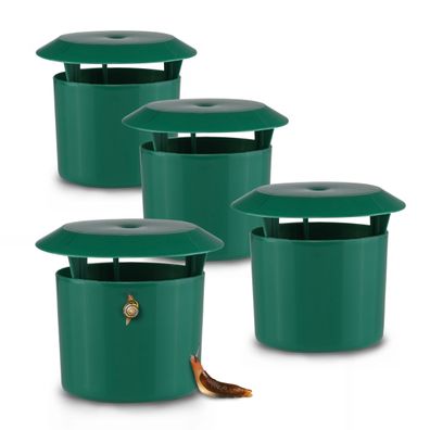 Kunststoff Schnecken Falle grün 11 x 10 cm - 4er Set - Schädlings Schutz Abwehr