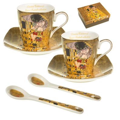 Espresso becher Porzellan Set für zwei Personen Tassen mit Untertassen Löffel