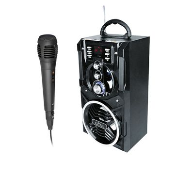 Tragbarer Bluetooth Lautsprecher + Mikrofon AUX USB SD Display Karaoke Party NEU