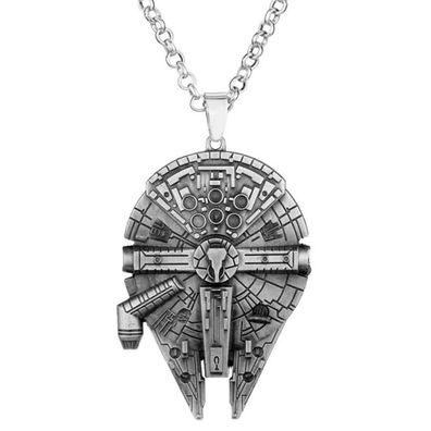 Millennium Falcon Halskette aus Titan Stahl in Silber - Edelstahl Schmuck Halsketten