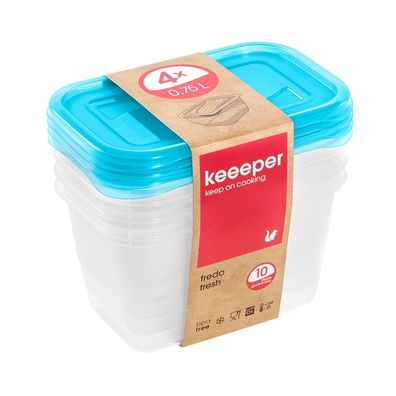4x750 ml FREDO FRESH SET Lebensmittelbehälter Lebensmittelbox Aufbewahrungsdose