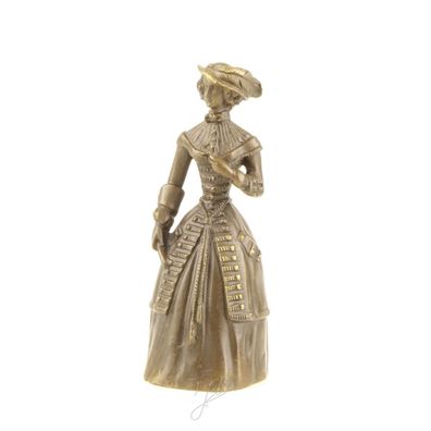 Bronzen tafelbel lady h x b: 13,8 x 5,5 cm