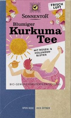 Sonnentor 3x Blumiger Kurkuma Tee, Doppelkammerbeutel 36g