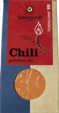 Sonnentor 3x Chili feuerscharf gemahlen (Cayennepfeffer), Packung 40g