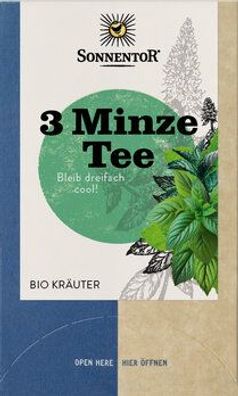 Sonnentor 3x 3-Minze Tee, Doppelkammerbeutel 21,6g