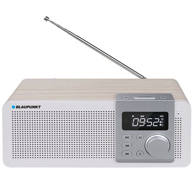Radiowecker Blaupunkt Küchenradio mit Bluetooth microSD USB AUX Weiß-Holz