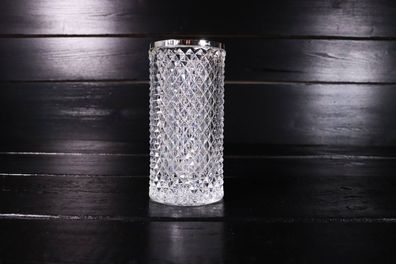 Emil Hermann Glasvase mit 800 Silber Montur / Vase / Kristall / 17cm #H