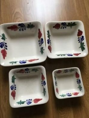 Boerenbont vierkante schalenset , set van 4 stuks