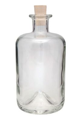 Schmuckflasche Apothekerflasche; 500ml mit Spitzkorken; einzen oder 6er Pc