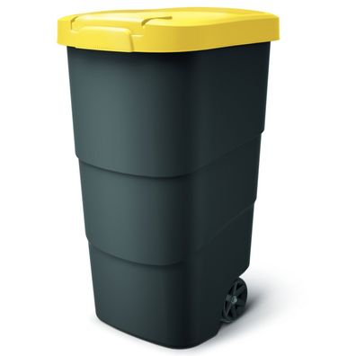 Müllbehälter mit Rädern Deckel Mülltonne Müllgroßbehälter Großmülltonne Gelb