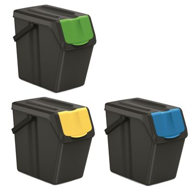 Abfalleimer Mülleimer Keden ISWB25S3 Sortibox Mülltrennung Behälter 3x25L Set